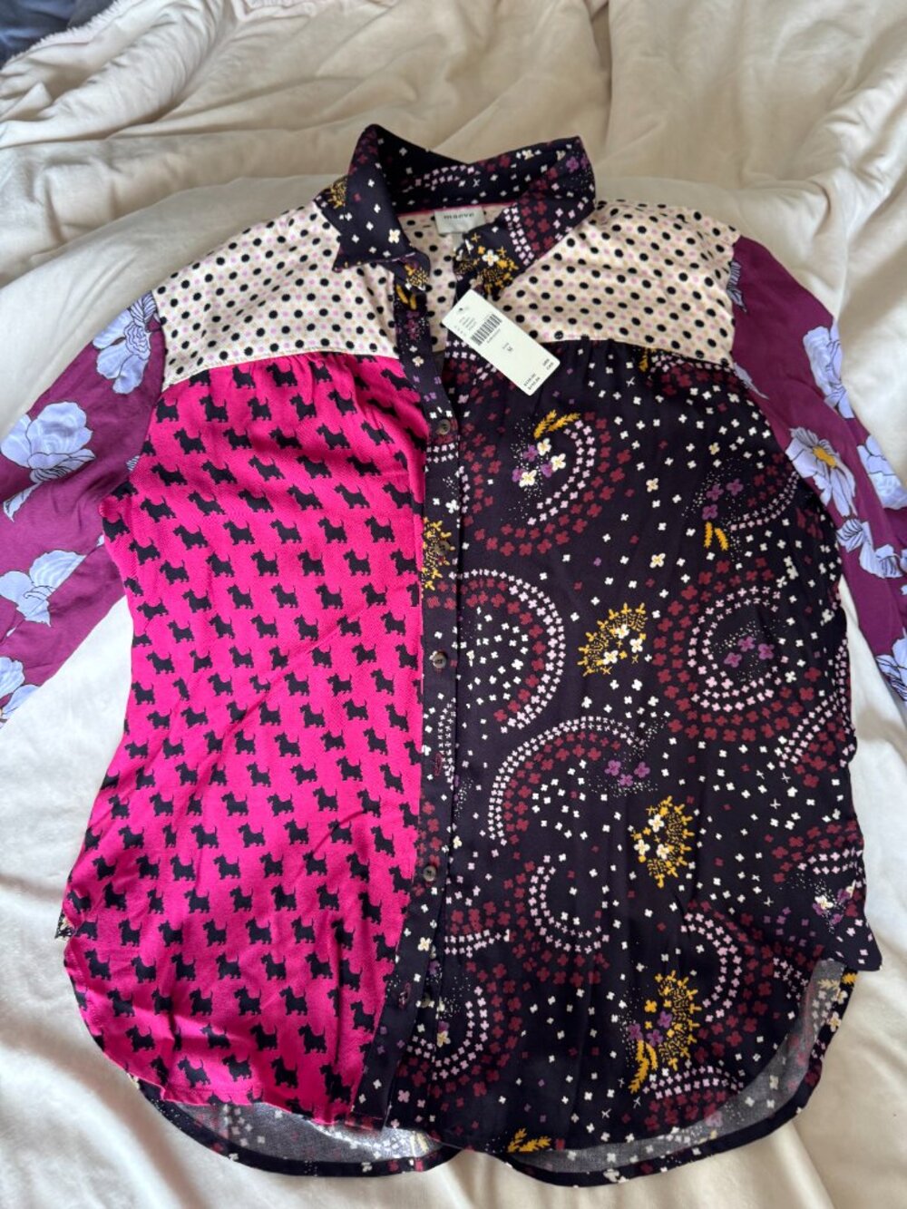Anthropologie Maeve Mixed Print Button Down Blouse NWT Medium - Picture 7 of 9